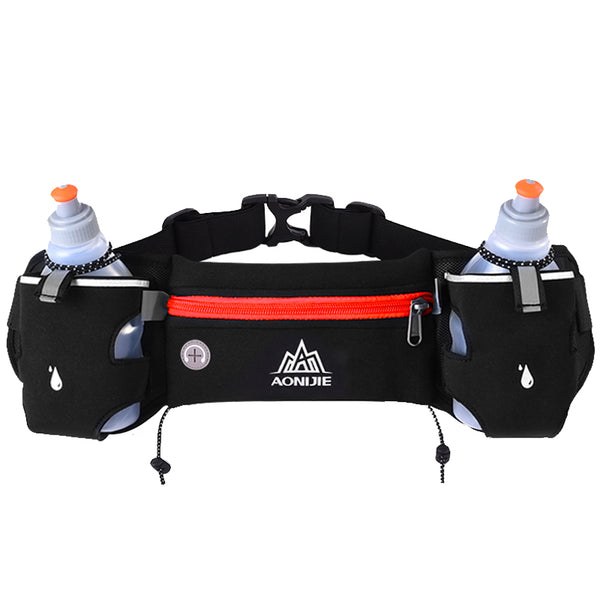 Sports running workout belt  with 2 bottles pockets  with reflectors