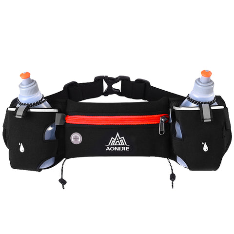 Sports running workout belt  with 2 bottles pockets  with reflectors